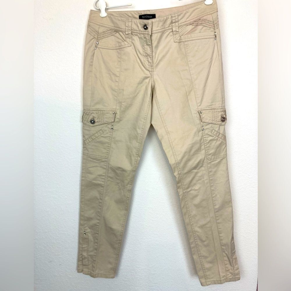 White House Black Market blinged slim cargo pants w/ zipper bottom legs - Picture 2 of 16